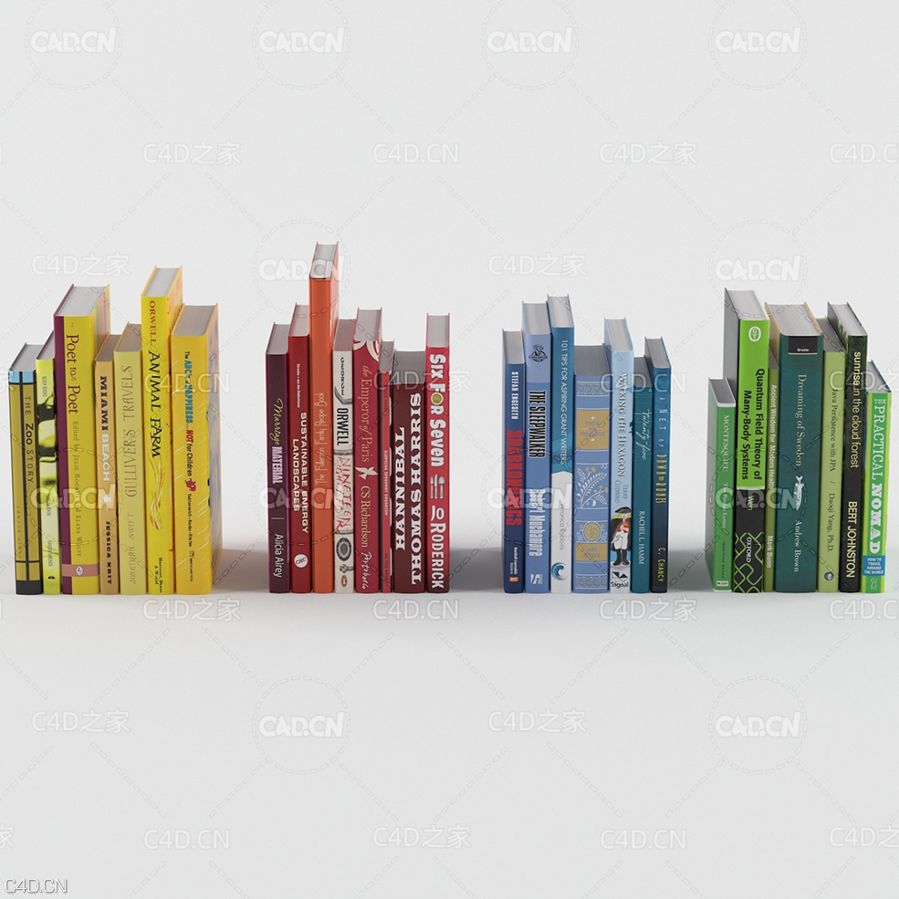 一排书籍 books - C4D之家 - Books.jpg