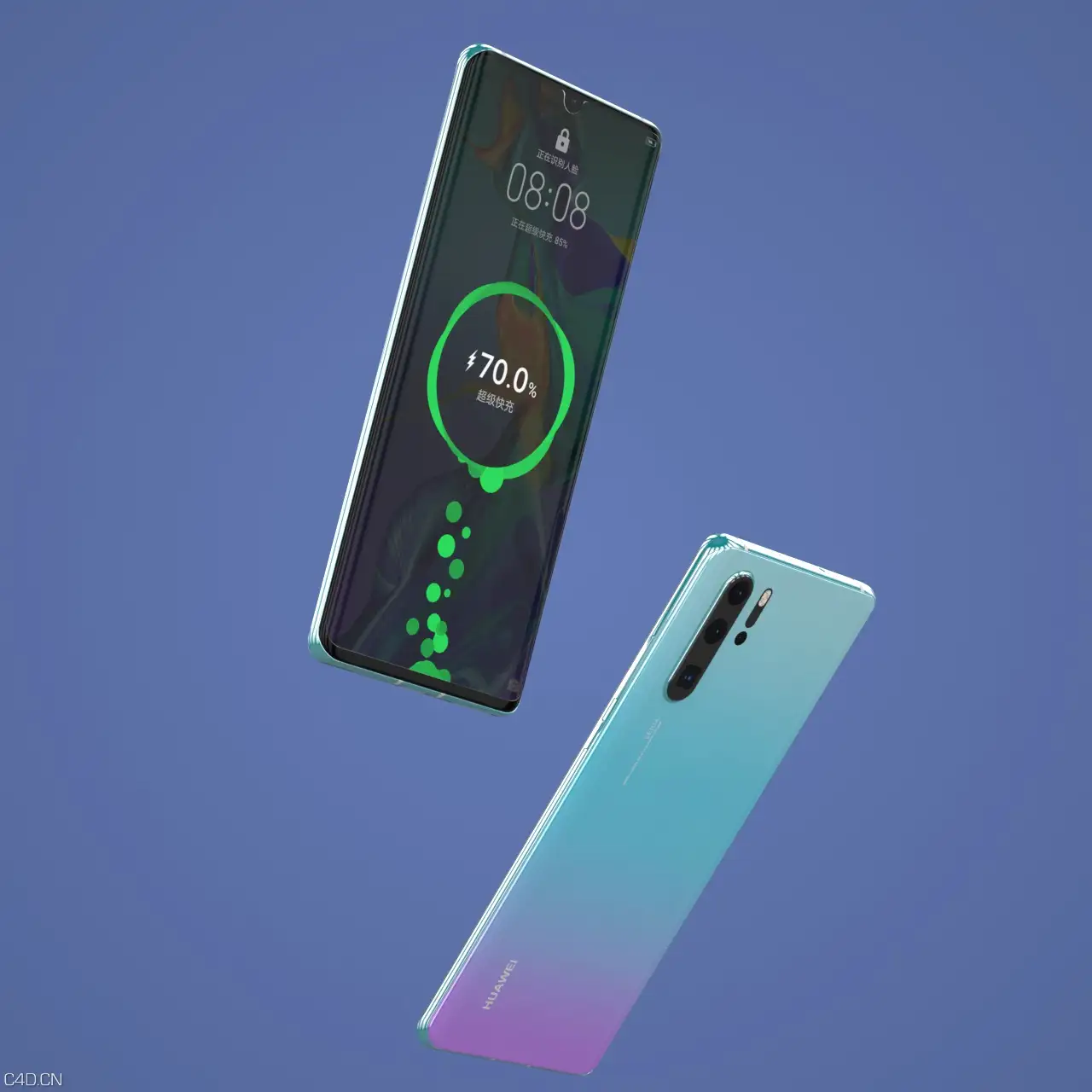 华为热门手机P30三维模型带材质贴图 - C4D之家 - 渲染效果预览