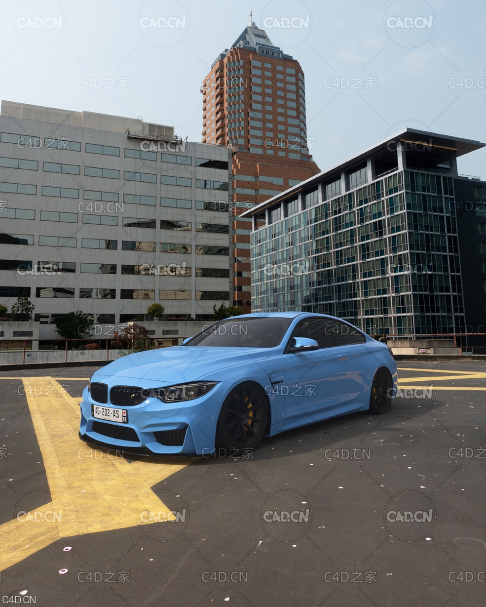 宝马汽车oc实景合成渲染模型
