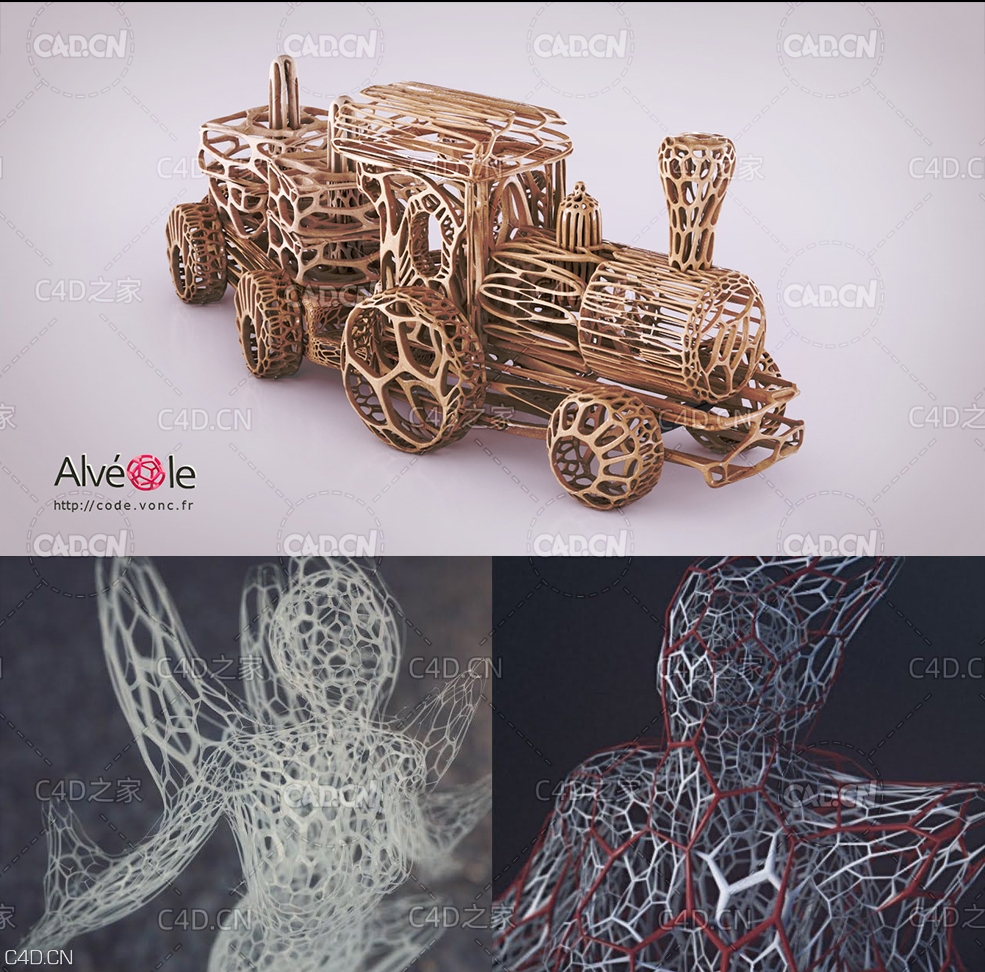 C4D三维模型对象镂空插件Vonc Alveole v1.0.3 for Cinema 4D R23中文汉化版