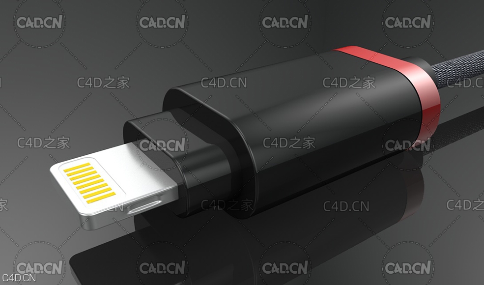 苹果数据线接头C4D渲染模型