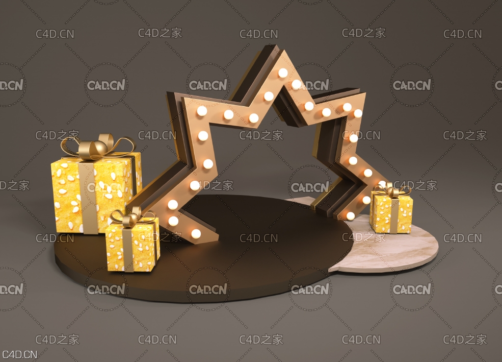 C4D OCTANE金属五星门洞装饰背景 电商场景工程 - C4D之家 - 0412.jpg