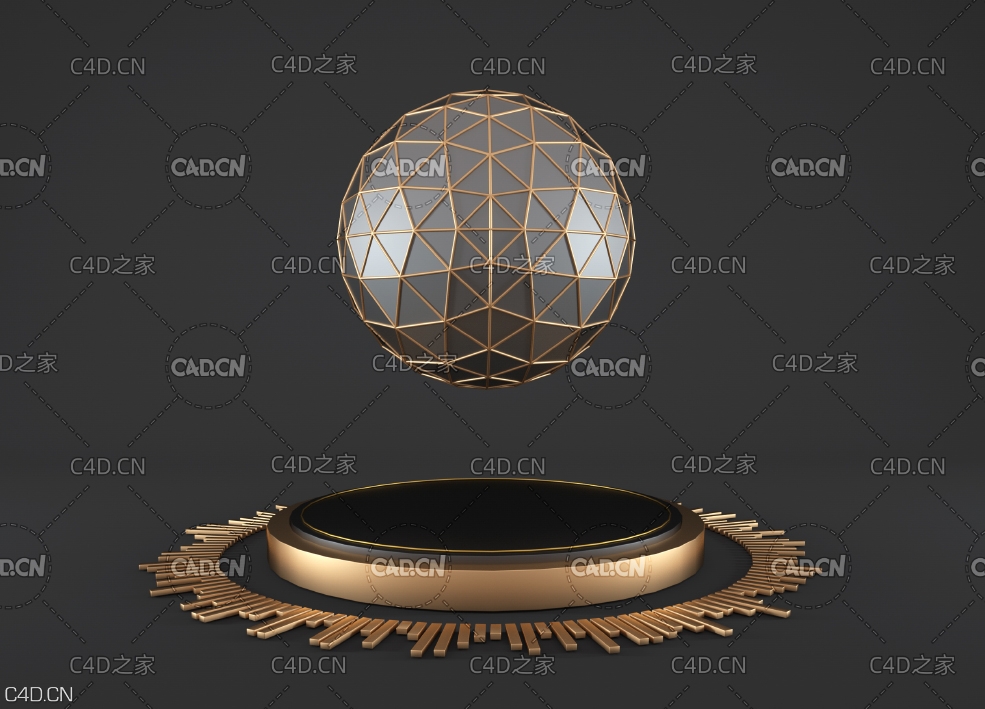 C4D OCTANE暗黑低面多边形科技悬浮网格地球 - C4D之家 - 0410.jpg