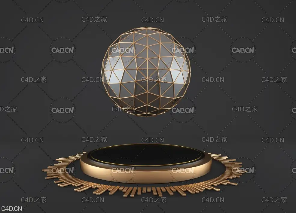 C4D OCTANE暗黑低面多边形科技悬浮网格地球 - C4D之家 - 0410.jpg
