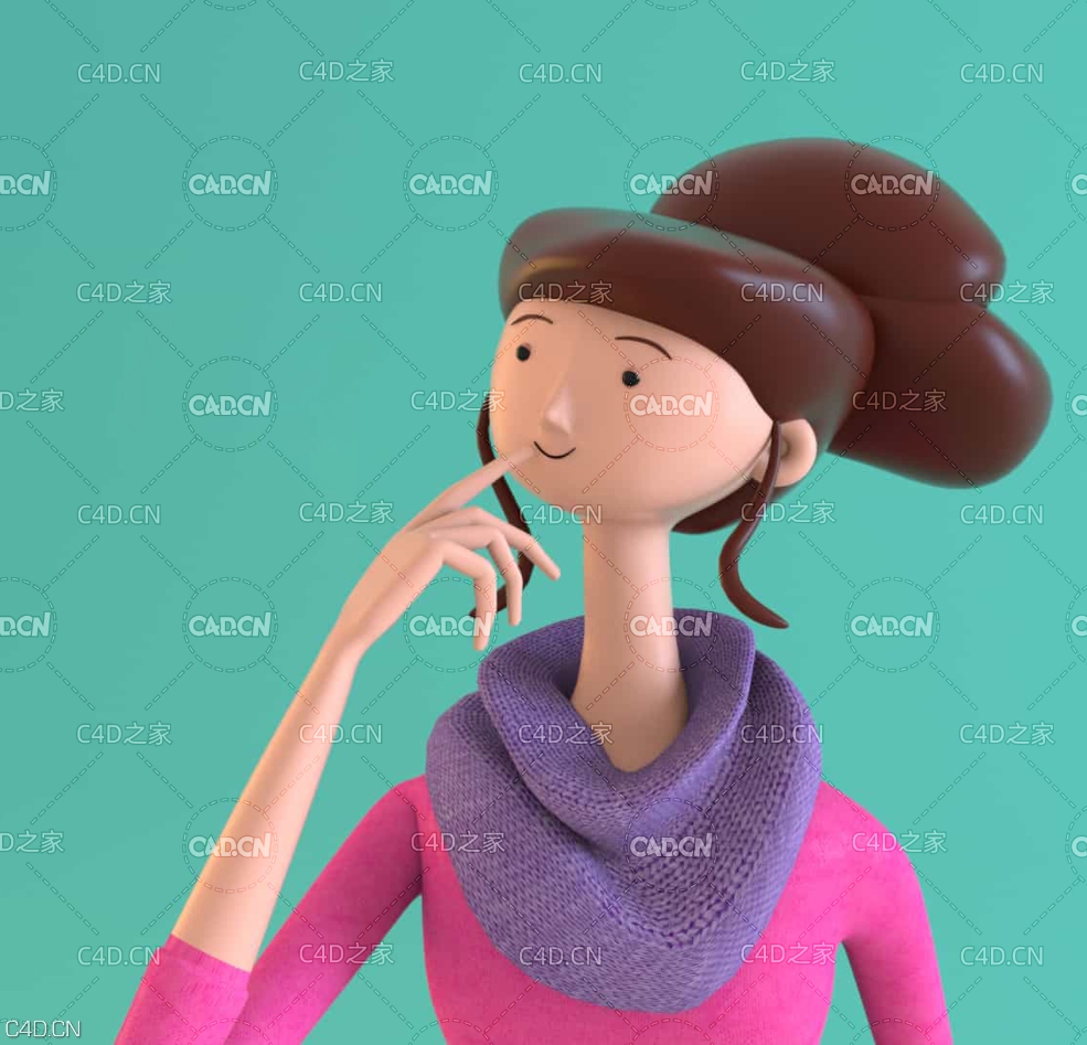 C4D卡通女人建模绑定动画教程（包含工程文件）3d Character Modeling & Rigging