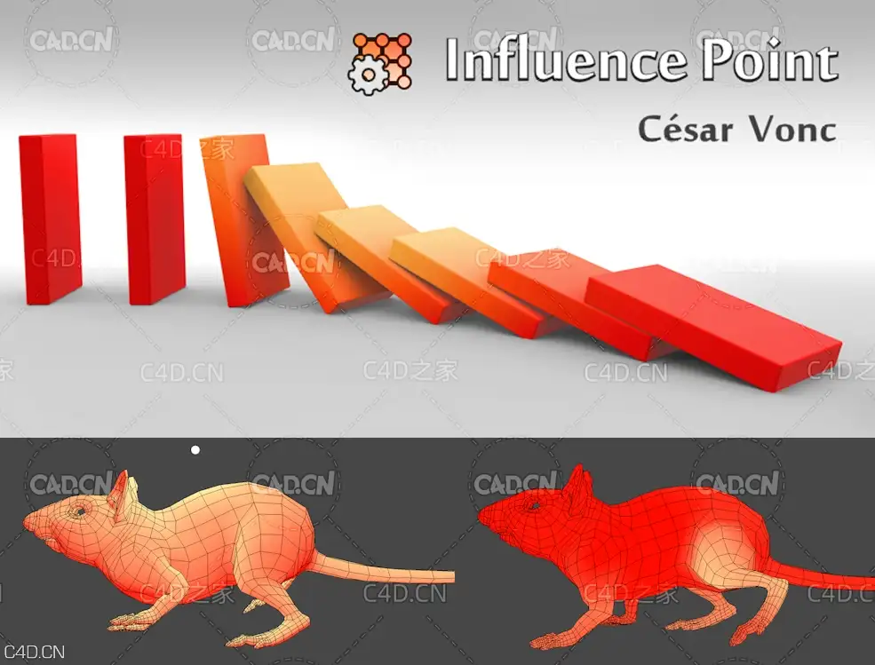 C4D刷权重插件 根据点区域影响属性脚本 CodeVonc Influence Point v1.5.2 For C4D R23
