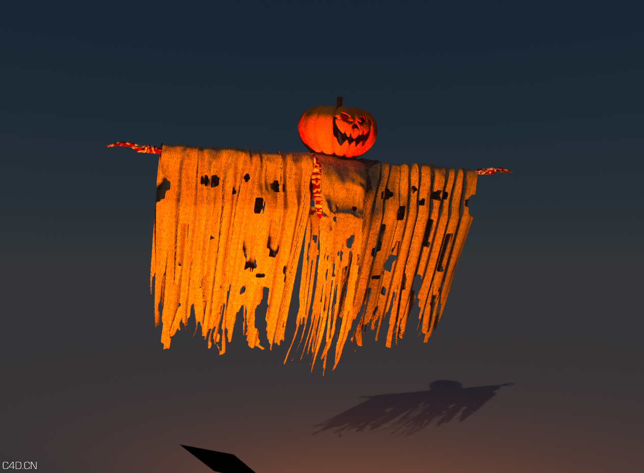 万圣节鬼怪绑定骨骼 布料 - C4D之家 - 万圣节鬼怪.png