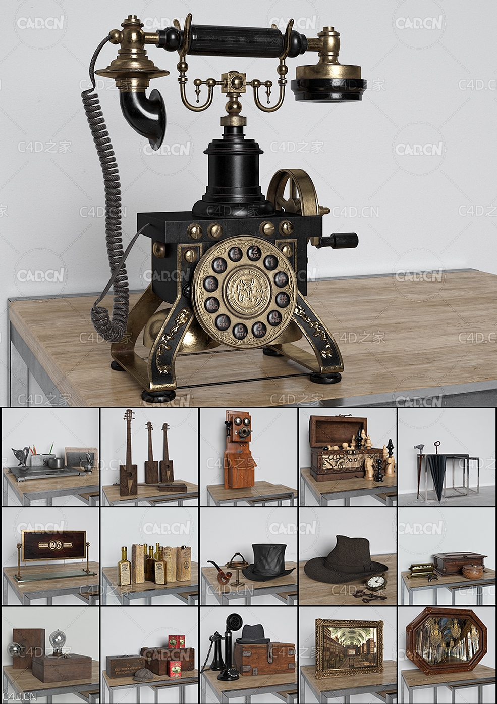 32套室内老式道具摆件模型合集 Evermotion – Archmodels Vol. 194