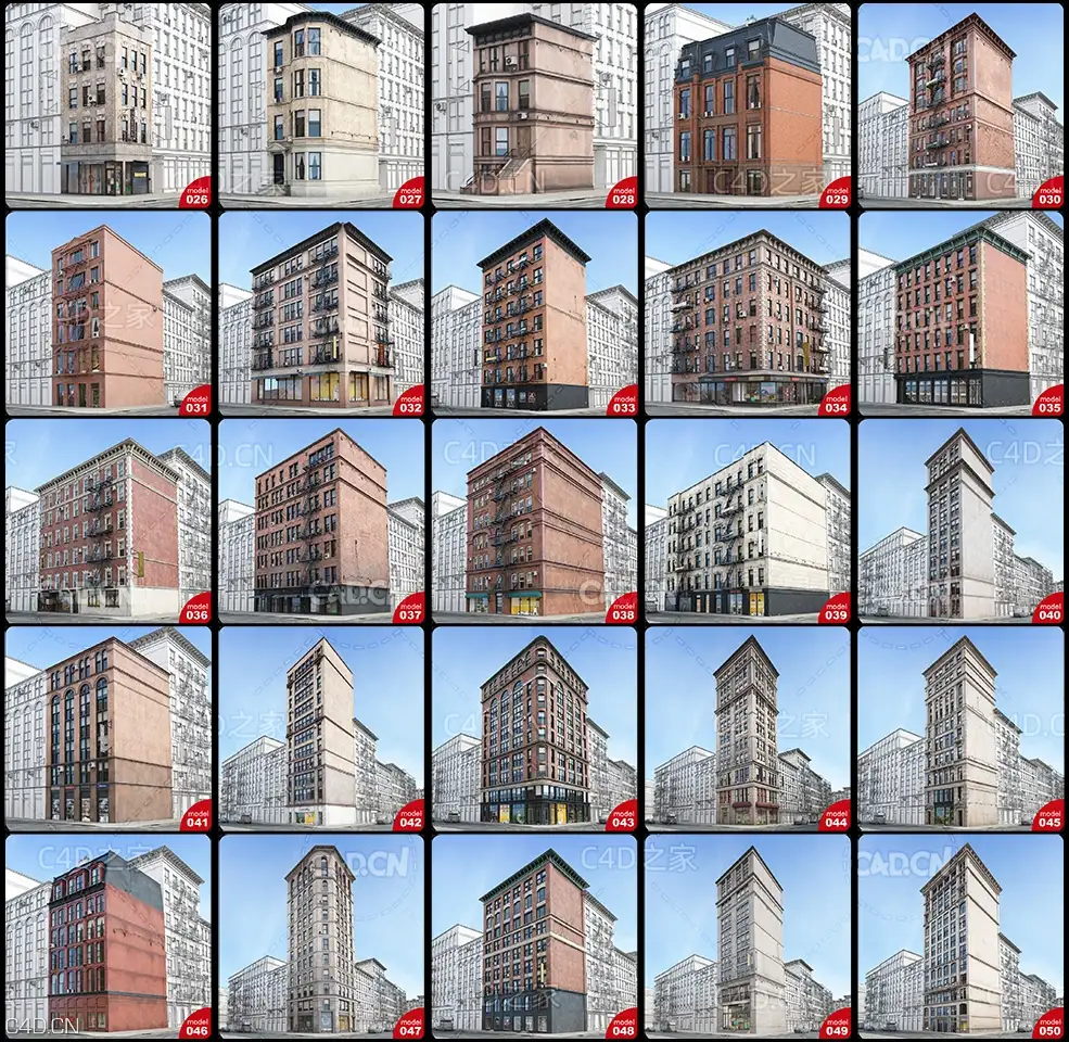 57个纽约楼房建筑C4D模型 Evermotion – Archmodels Vol.215 - C4D之家 - Evermotion – Archmodels vol. 215