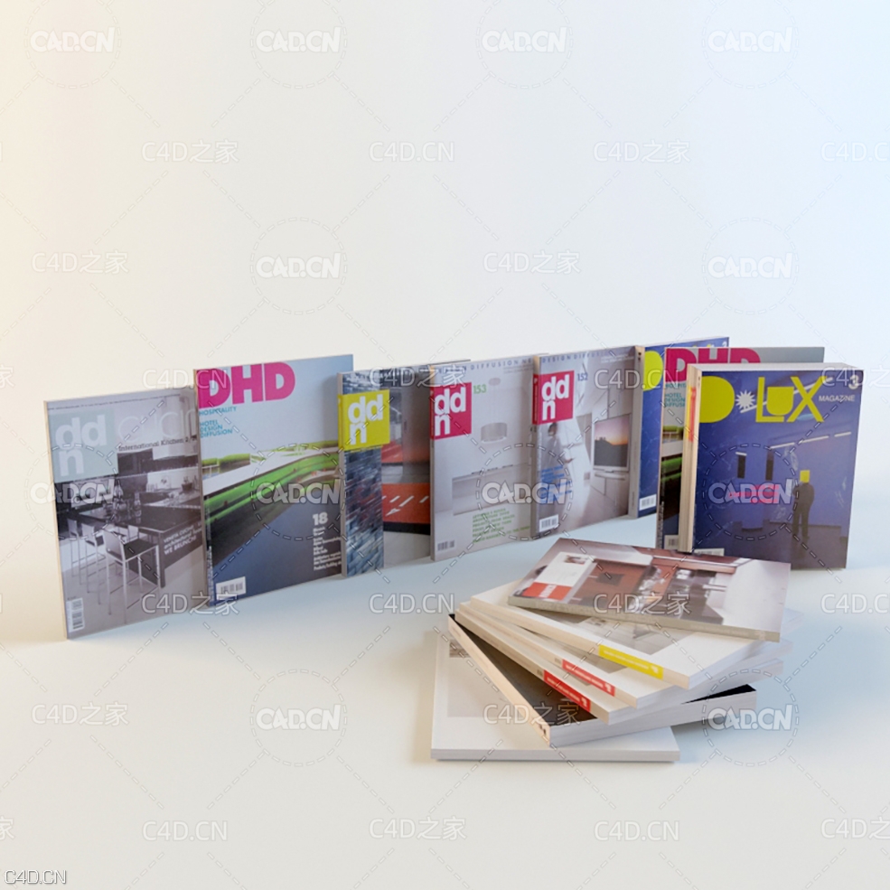 C4D错落摆放的杂志书刊模型 Magazine book - C4D之家 - renderscene.jpg