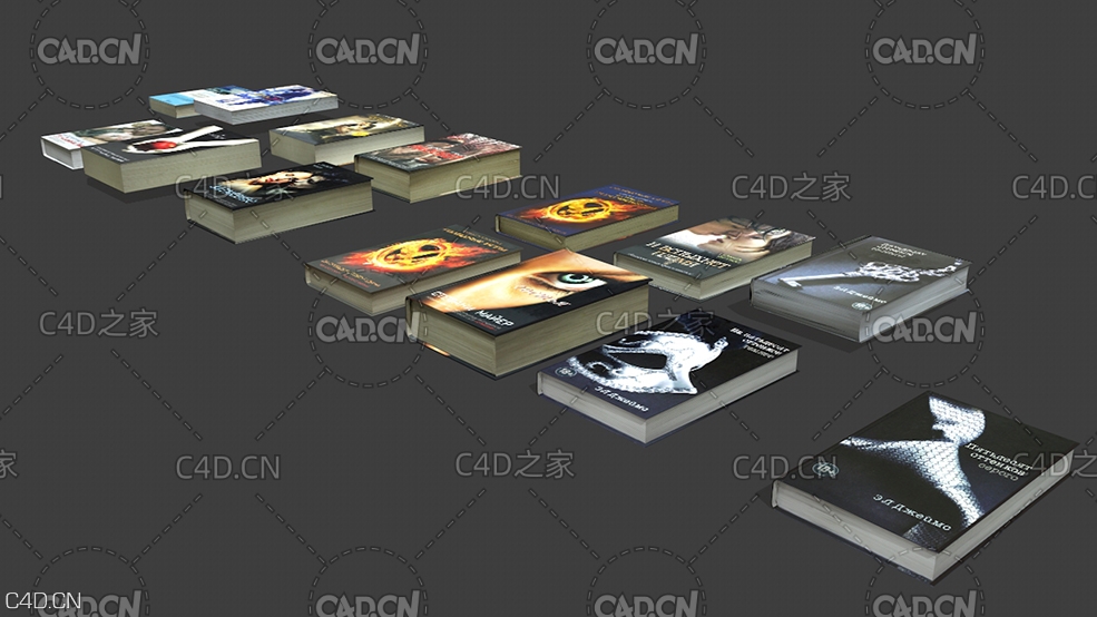 平铺摆放的英文书籍 books - C4D之家 - knigi.jpg