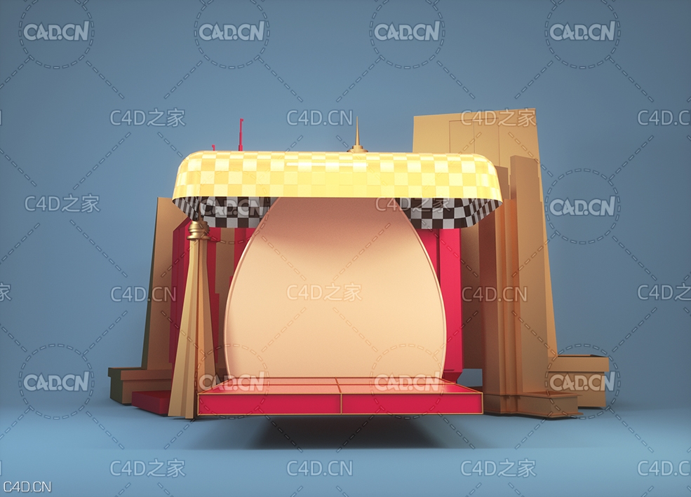 C4D OCTANE电商海报创意背景工程