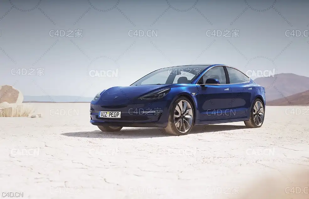未知品牌新能源汽车C4D模型 car