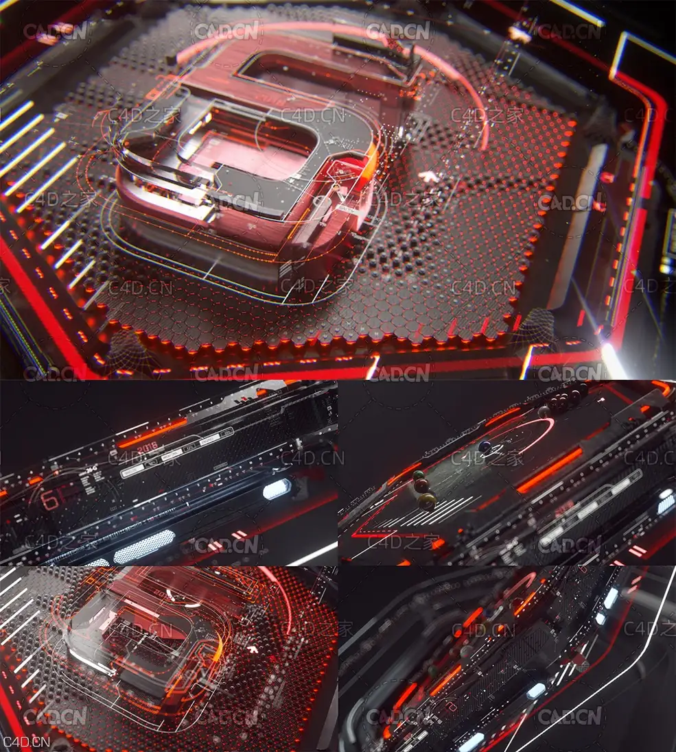 C4D OCTANE红色科技数字6动画工程 Asian Six Red Championship