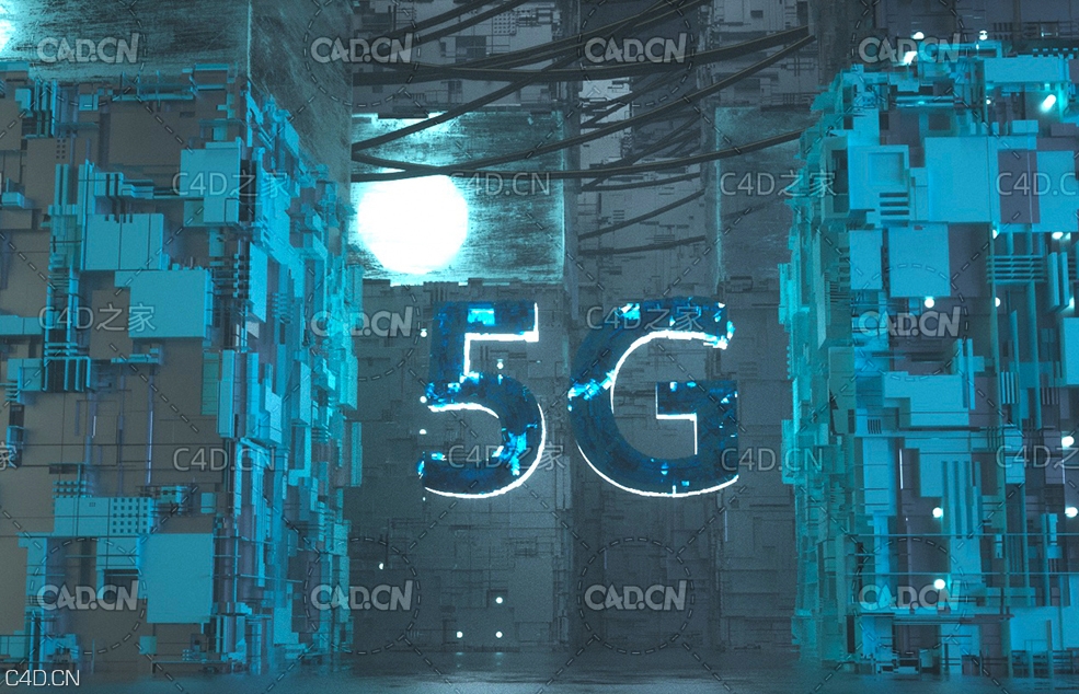C4D OCTANE 5G通信网络创意海报设计工程