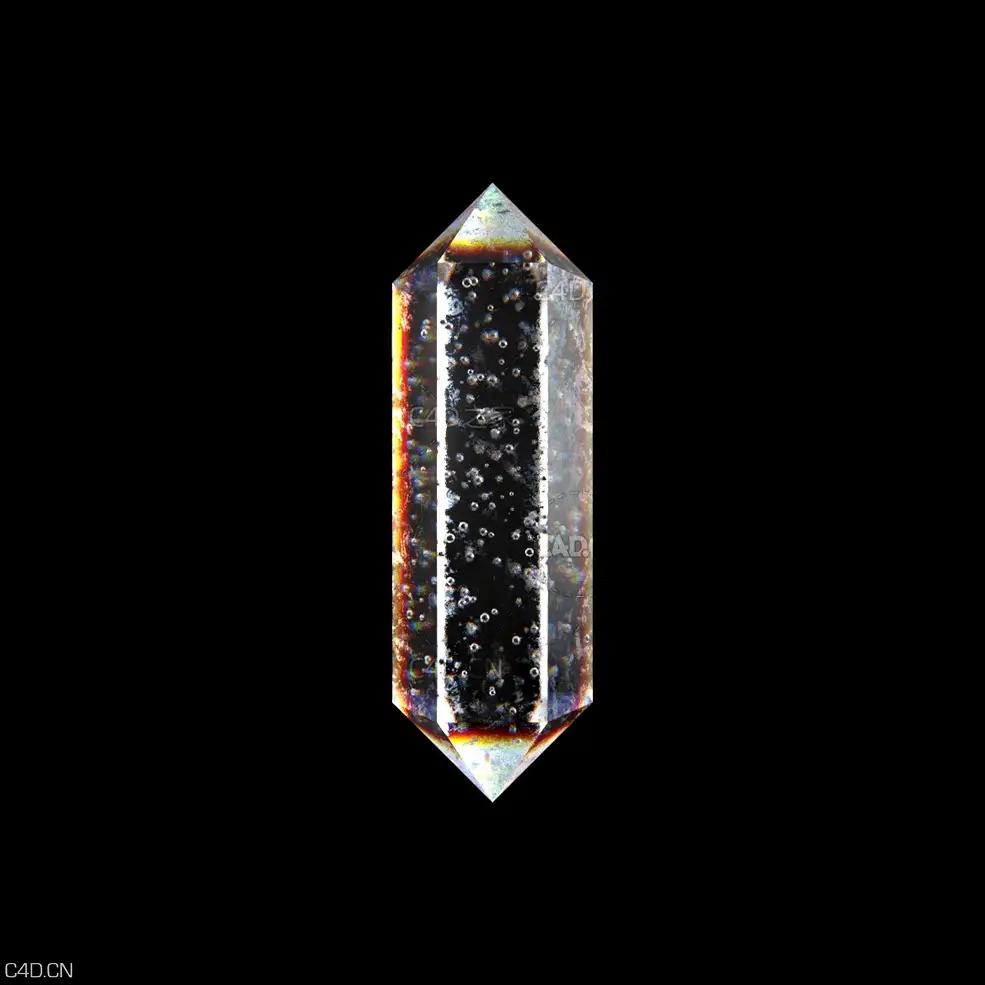 C4D Redshift挂满水珠气泡的晶体模型 Rotating Crystal