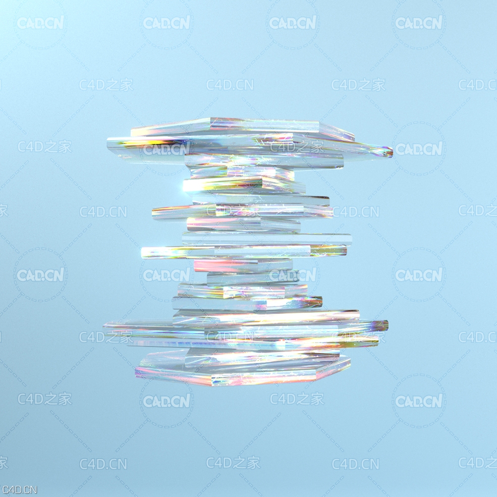 C4D RS旋转的透明晶片动画工程 Tilted Crystals - Cinema 4D / Redshift