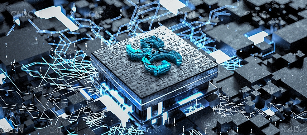 C4D OCTANE 5G电路内核科技背景设计