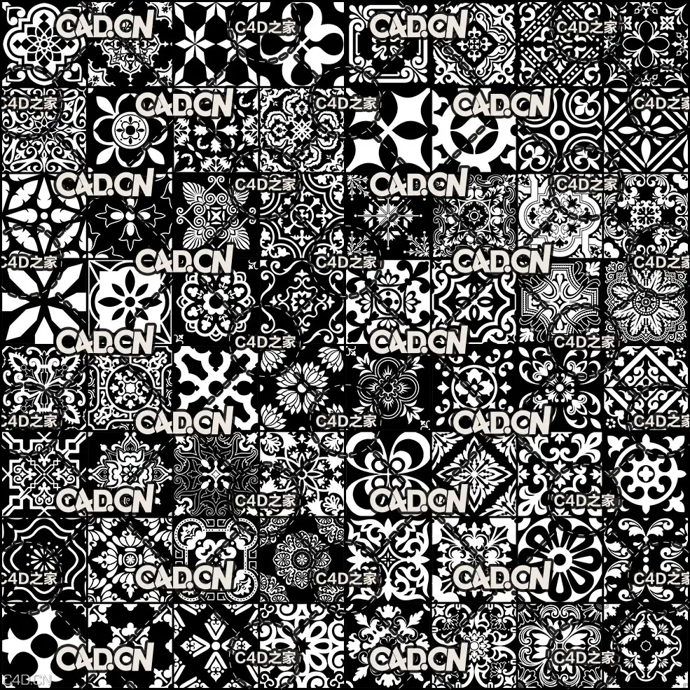 400种欧式花纹复古图案Alpha贴图合集 FlippedNormals – 400 Vintage Alpha - C4D之家 - 未命名-1.jpg