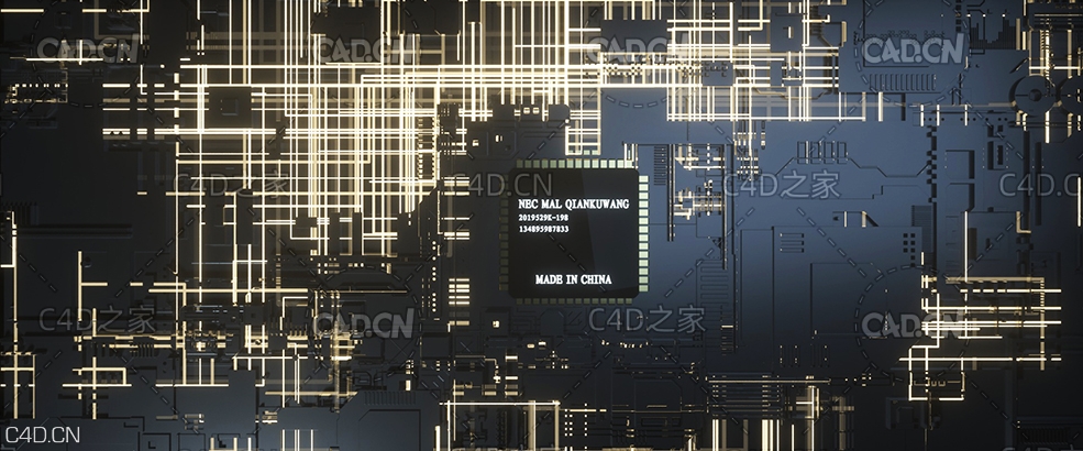 C4D OCTANE中国芯片创意工程文件 Chinese chip