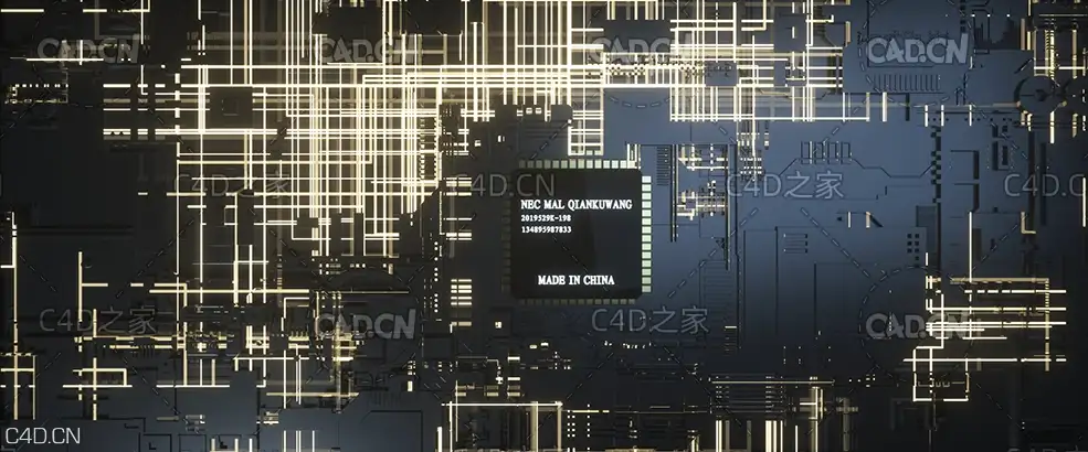 C4D OCTANE中国芯片创意工程文件 Chinese chip