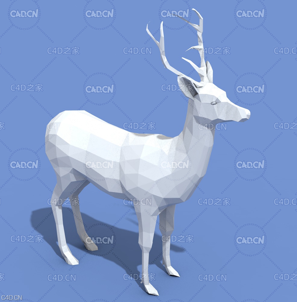 低面多边形鹿C4D模型 Deer - C4D之家 - James.jpg