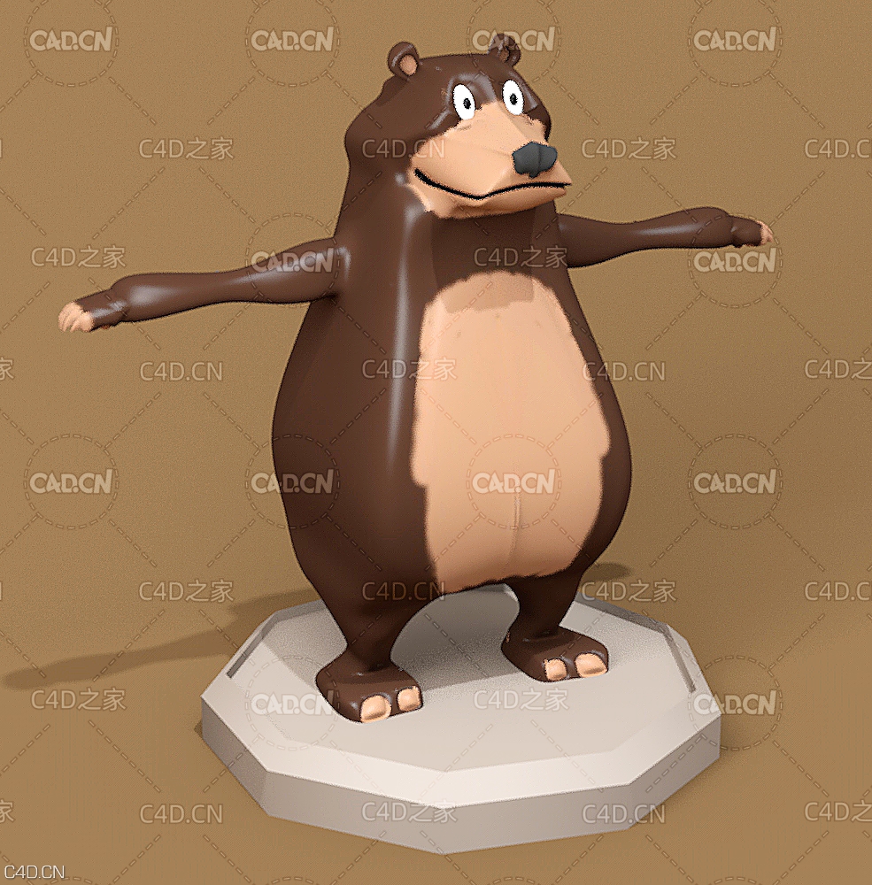 可爱的棕熊卡通C4D模型 bear