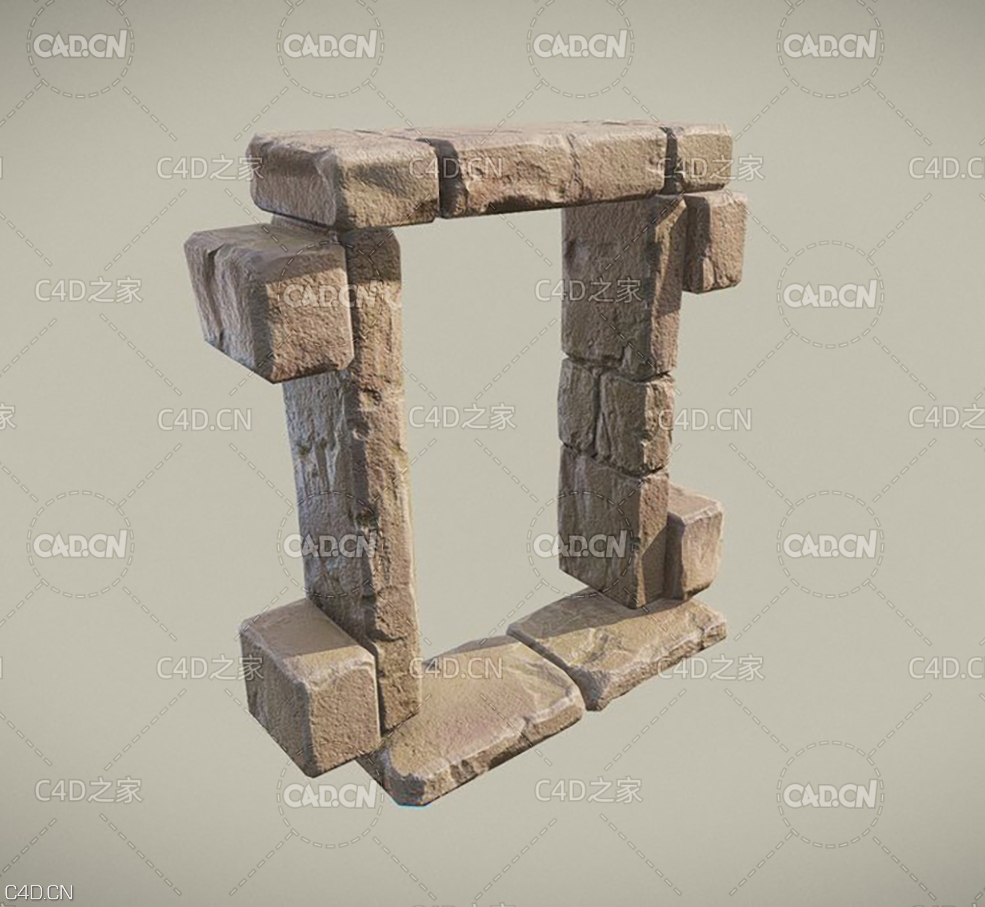 石门C4D模型 Ancient Stone Window Door Frame - C4D之家 - model.jpg