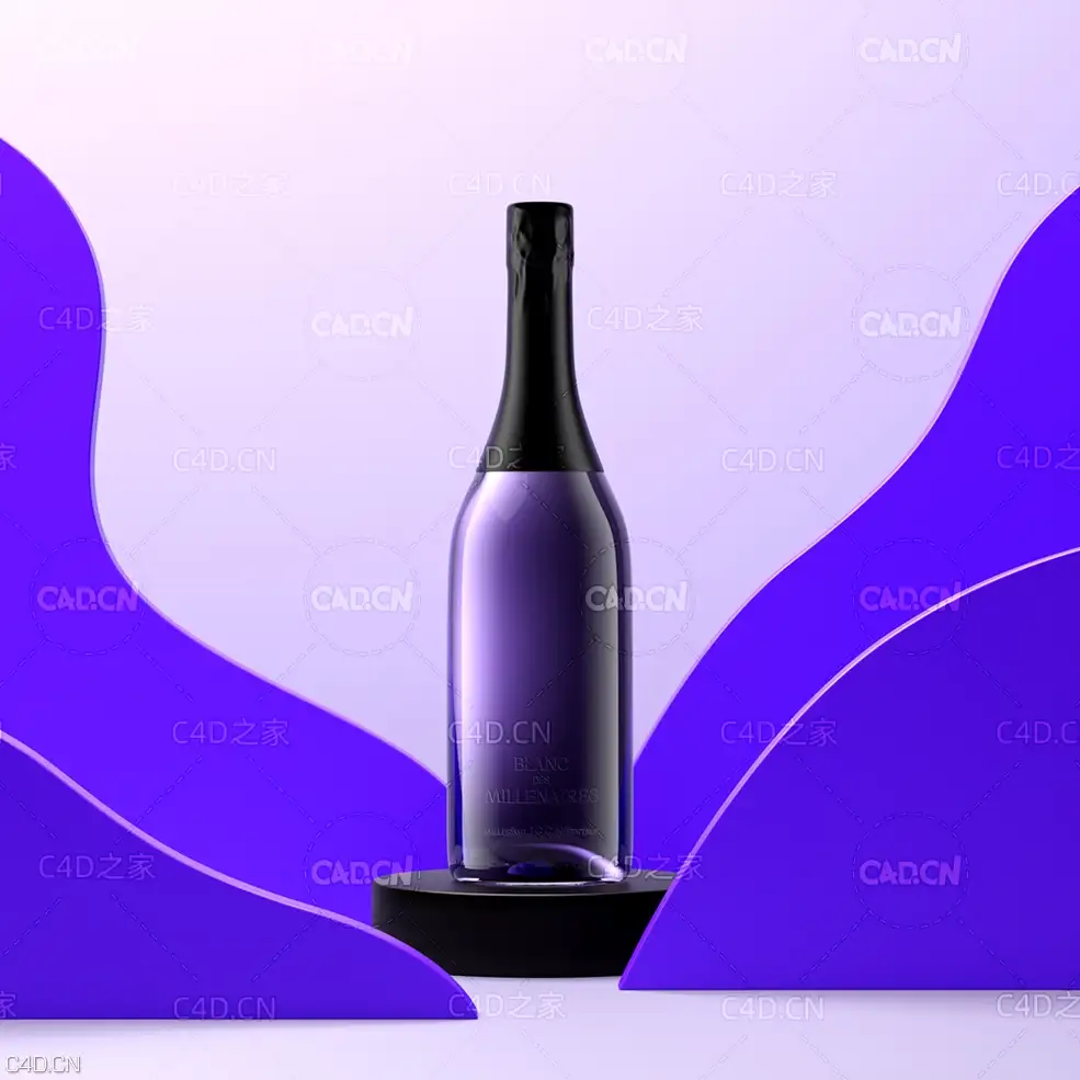 C4D Redshift酒瓶渲染模型 WineBottle