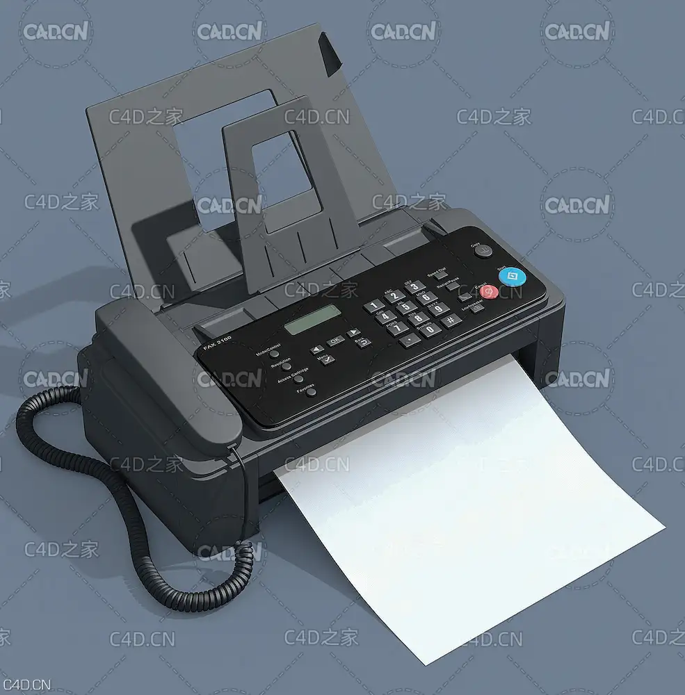 传真机打印机C4D模型 fax machine