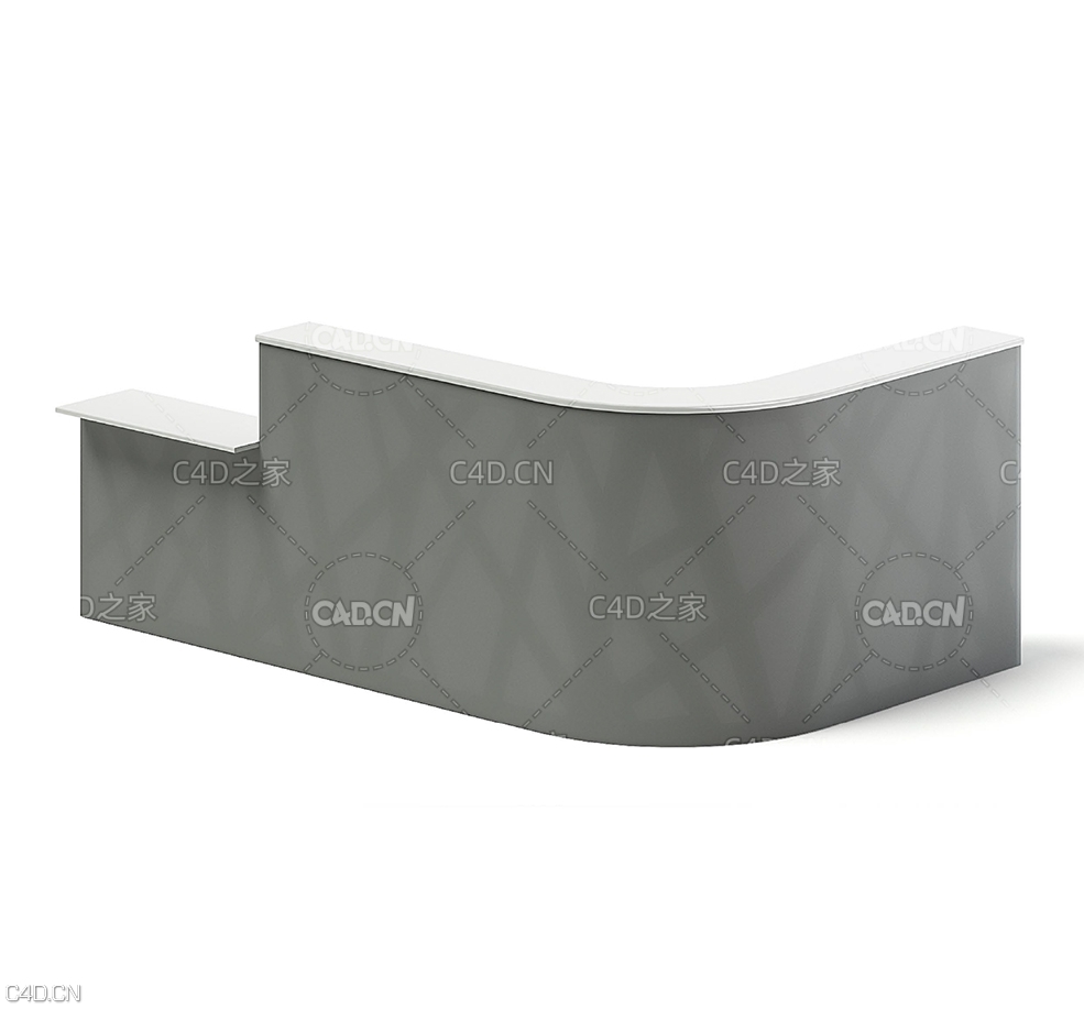 展会展台接待台C4D模型 Long Rounded Reception Desk 3D Model
