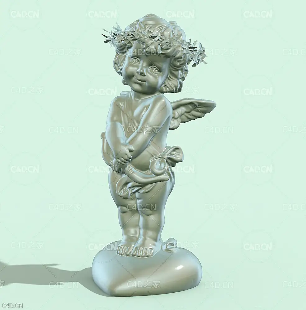 头戴花环的小天使雕塑模型 Little angel sculpture - C4D之家 - angel.jpg