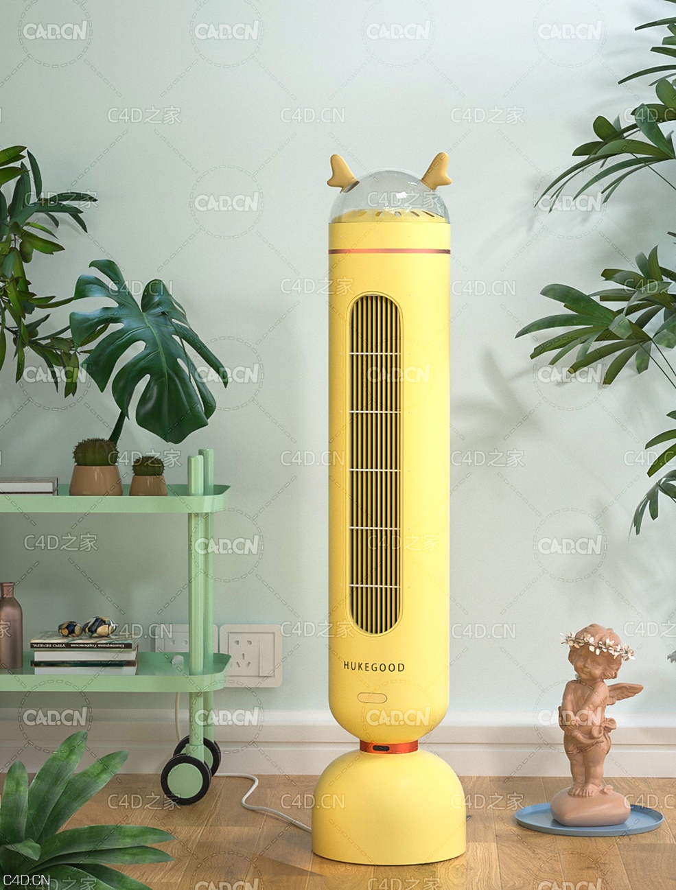 可爱室内落地风扇C4D模型 Electric fan