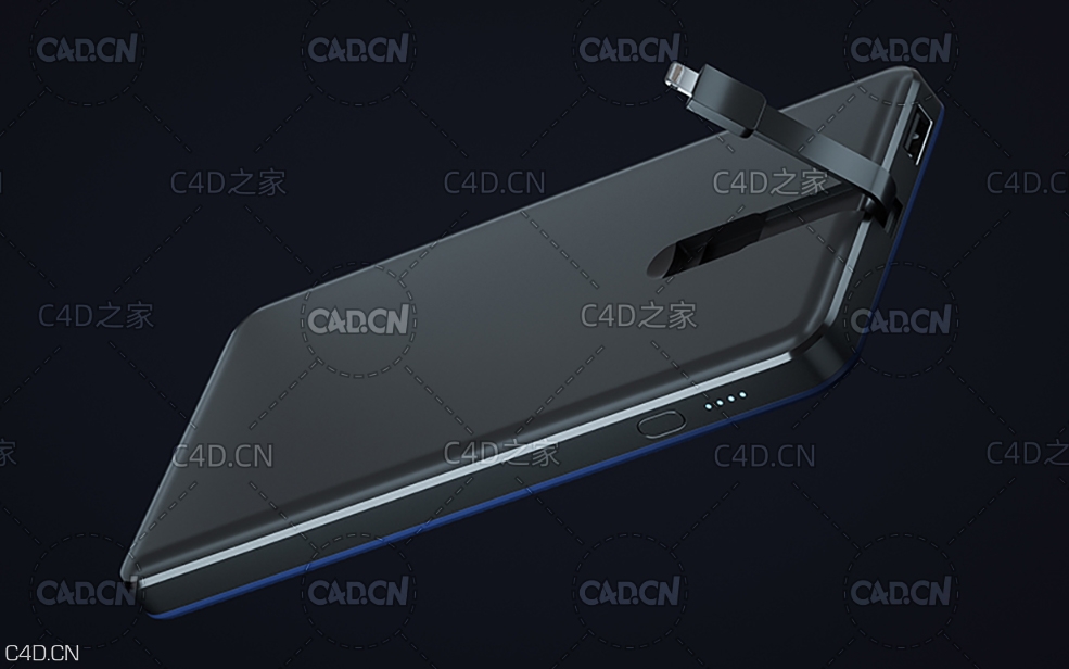 便携式移动电源充电宝C4D模型