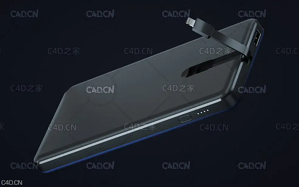 便携式移动电源充电宝C4D模型 - C4D之家 - 充电宝-2.jpg