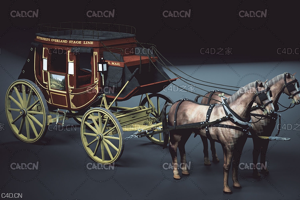 中世纪皇家马车C4D模型 carriage - C4D之家 - 001.jpg