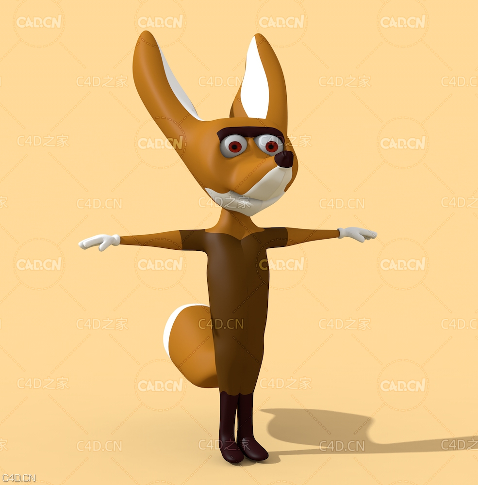 卡通狐狸先生角色C4D模型 Fox 3d model