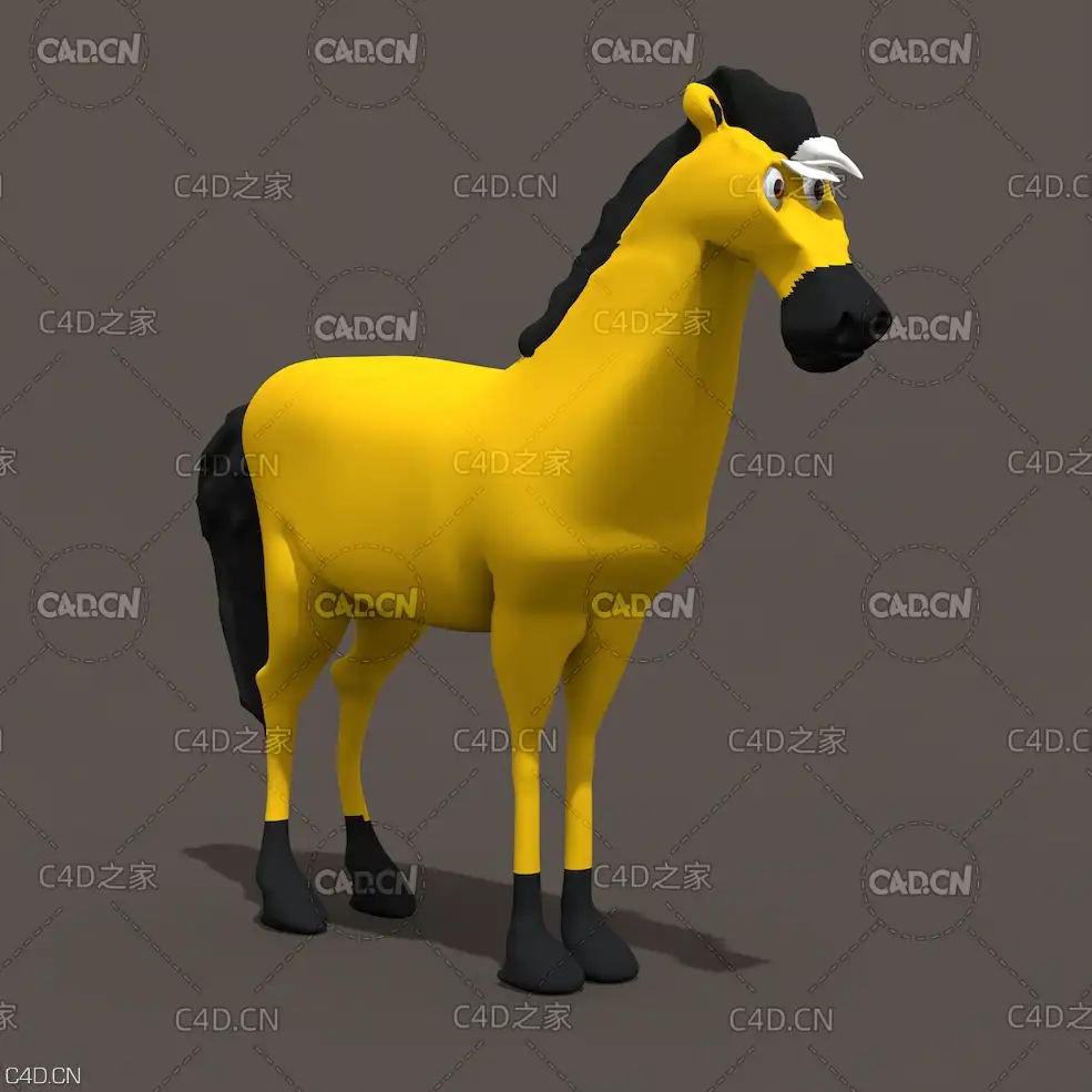 卡通小马C4D模型 horse 3d model