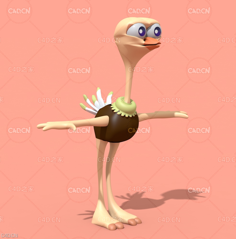 卡通鸵鸟C4D模型 ostrich - C4D之家 - ostrich.jpg