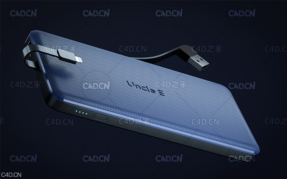 C4D octane便携式充电器 充电宝模型