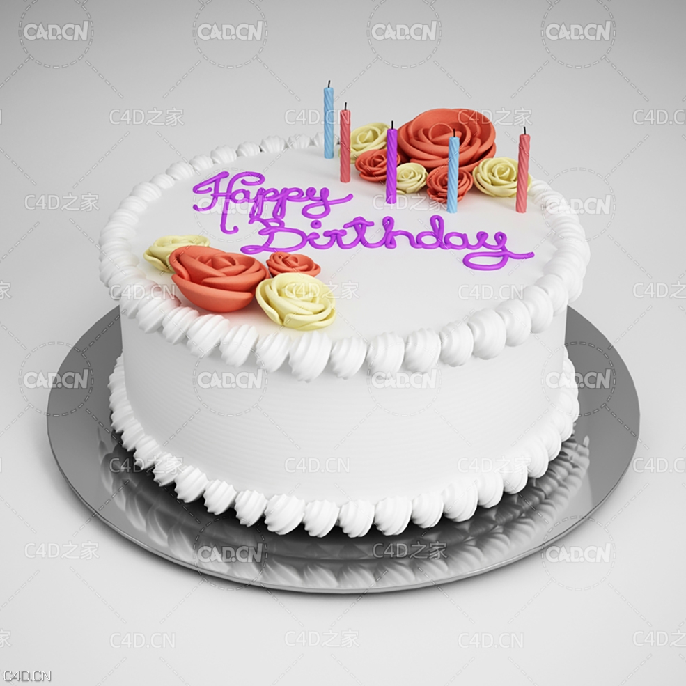 生日蛋糕C4D模型 Birthday Cake