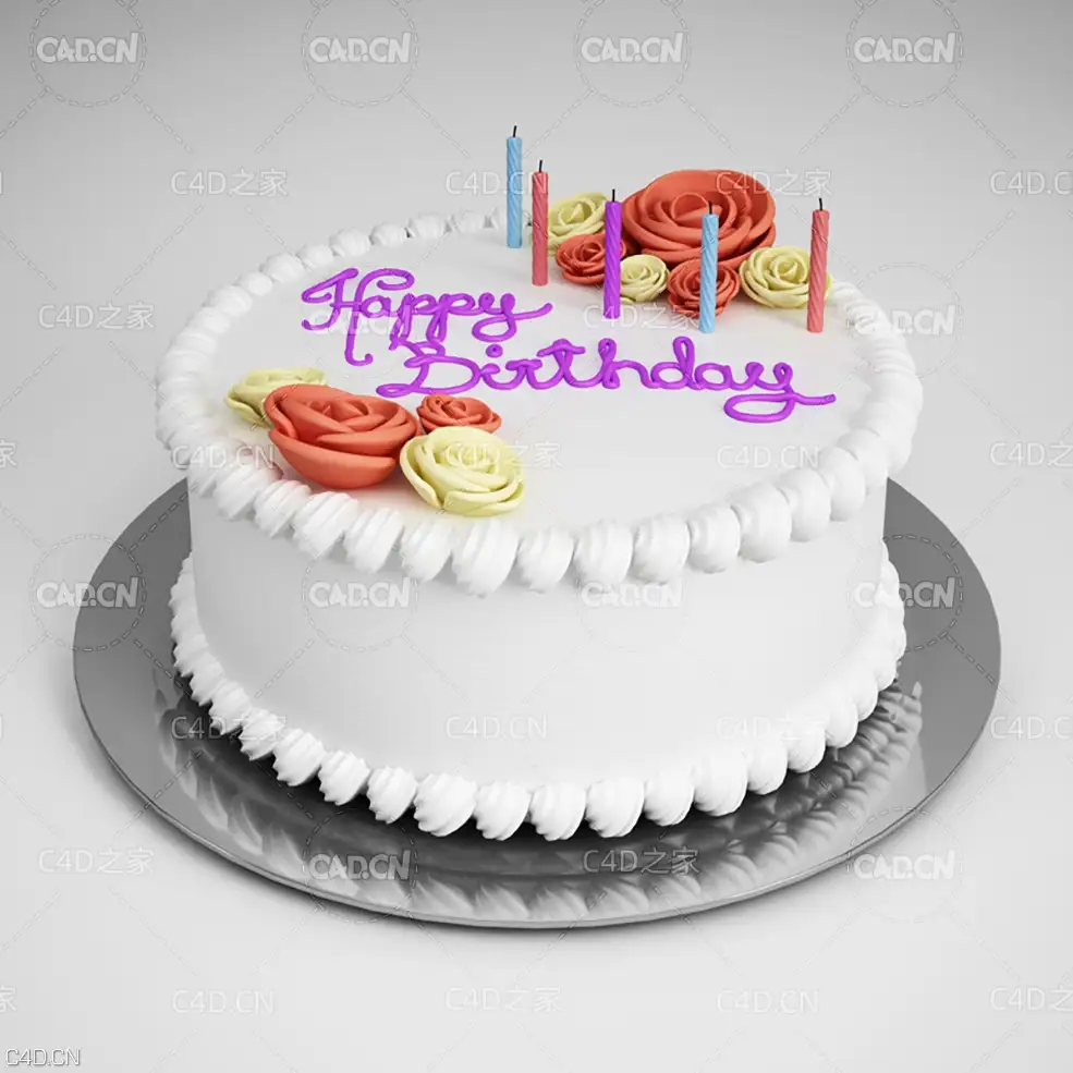 生日蛋糕C4D模型 Birthday Cake