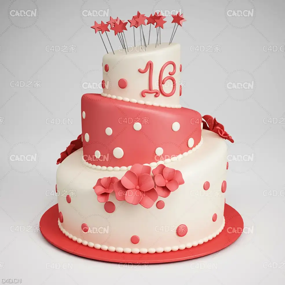 粉红色三层生日蛋糕C4D模型 Birthday Cake - C4D之家 - cgaxis_models_13_11.jpg