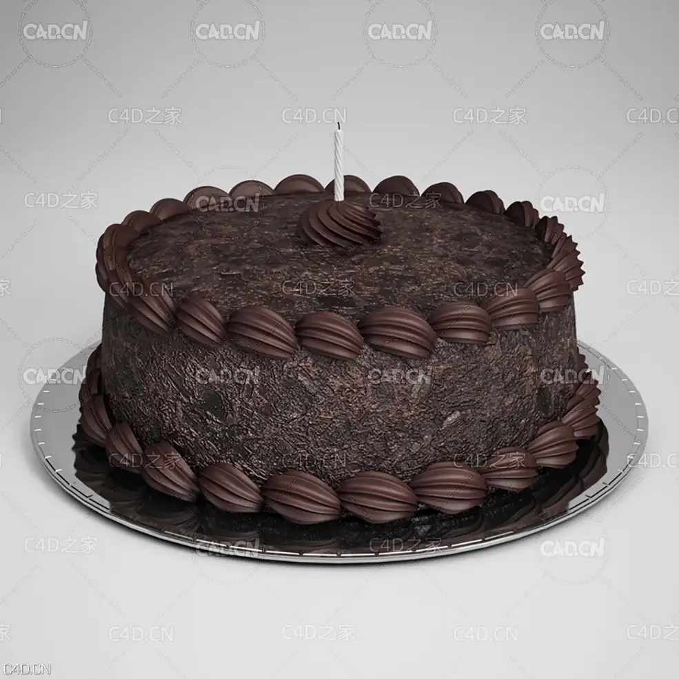 巧克力生日蛋糕C4D模型 Birthday Cake