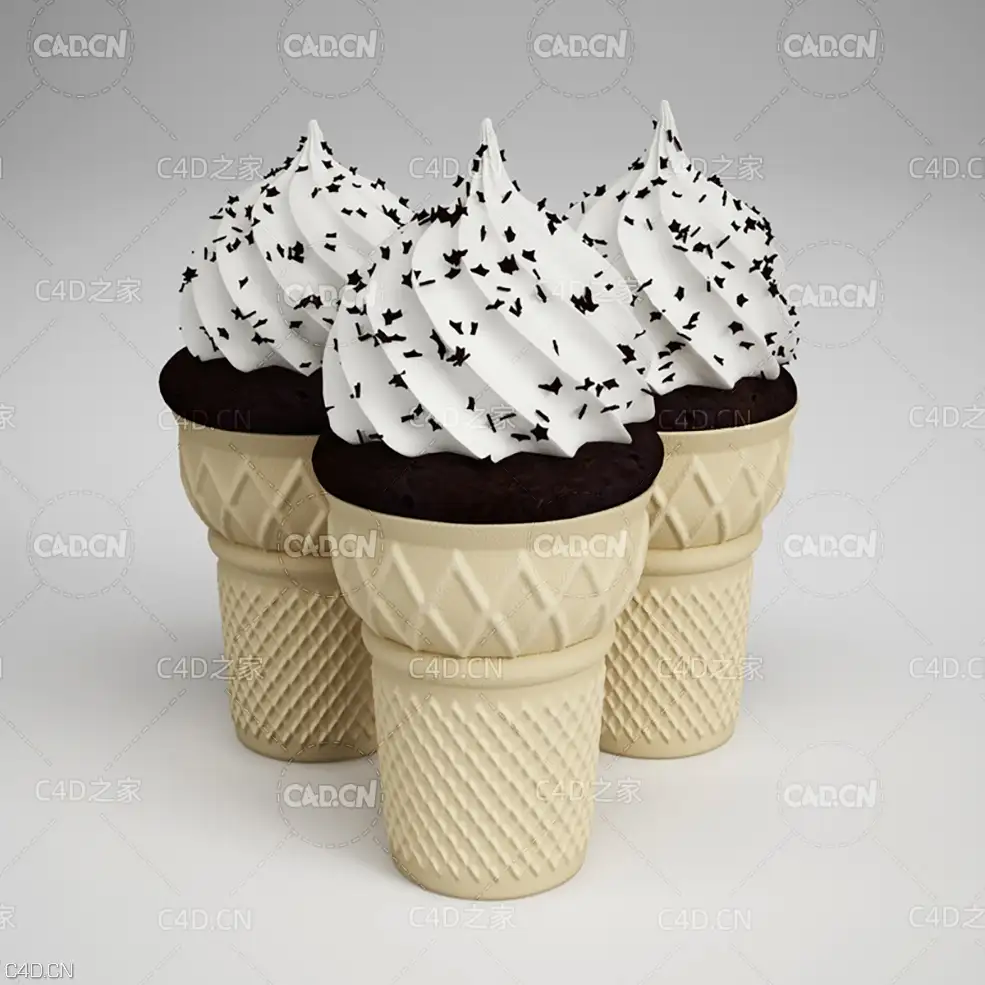 冰激凌甜点C4D模型 Sundae