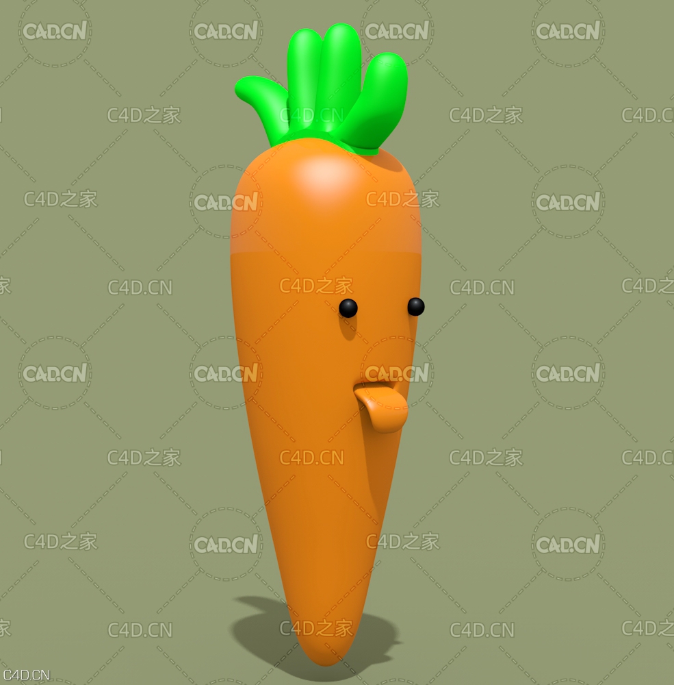 胡萝卜卡通角色C4D模型 carrot