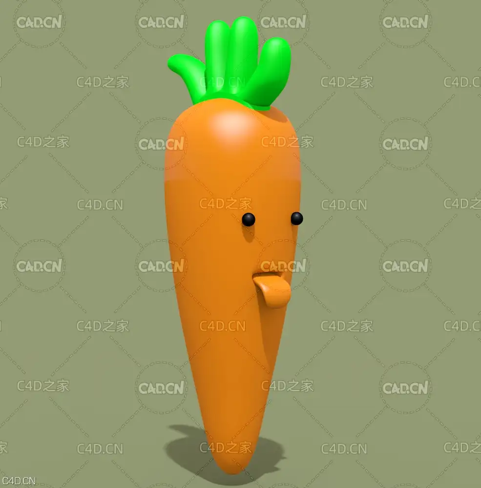 胡萝卜卡通角色C4D模型 carrot - C4D之家 - xiaoji.jpg