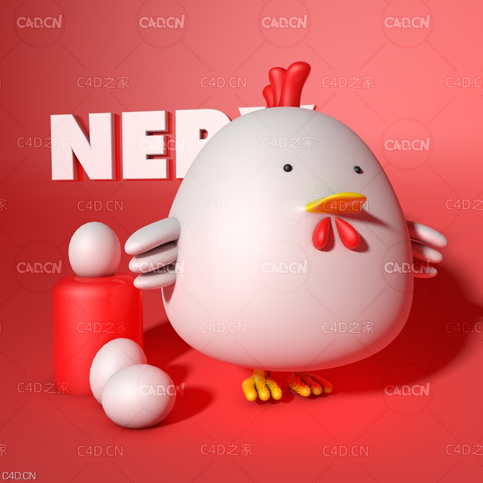 卡通小公鸡C4D模型 Cock 3d model