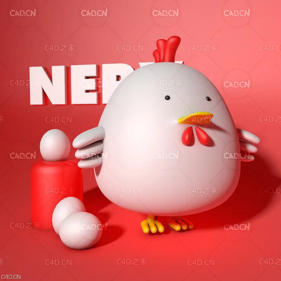 卡通小公鸡C4D模型 Cock 3d model