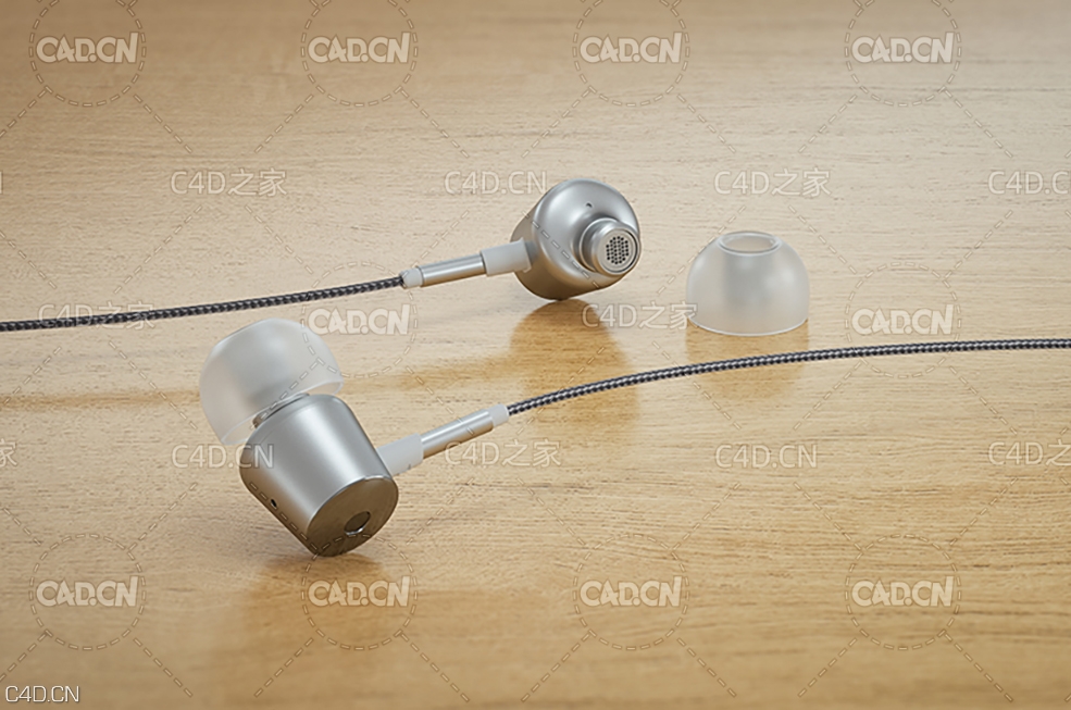 C4D OCTANE银色耳机模型 Headset
